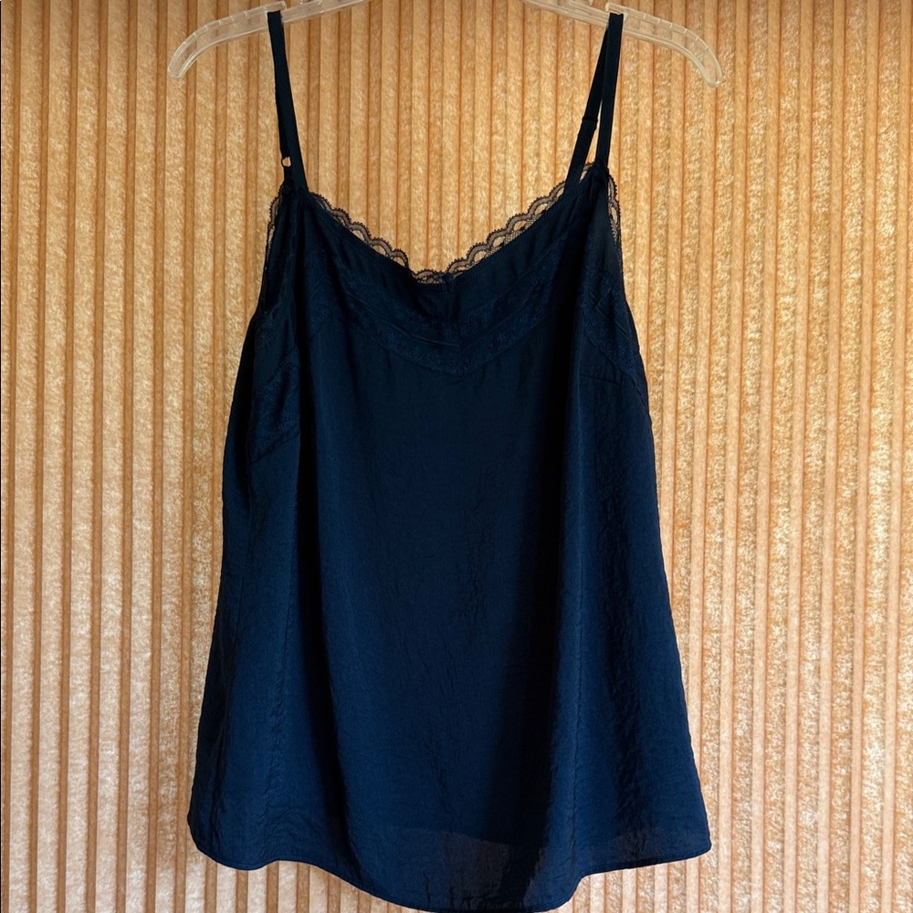 Cabi Elegant Navy Blue Lace Trim Cami